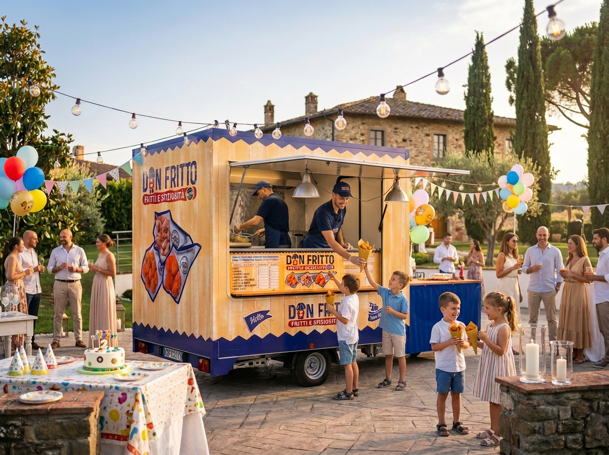 Il carrello Don Fritto a una festa di compleanno con bambini